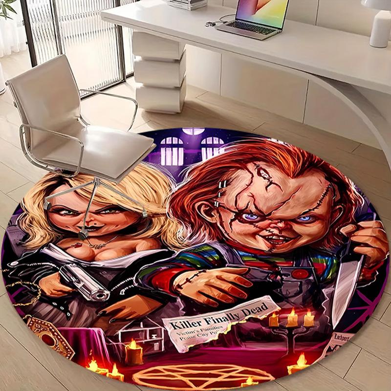 1pc Chucky1 Design Printed Area Round Carpet for Bedroom Living Room Home Decor Rugs Mat Non Slip Mat Rug for Bedside