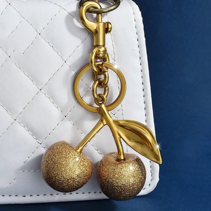 Cherry Keychain Bag Charm For Purses–Cute Keyring Accessories For Women, Fashionable Handbag Charms For Car Keys