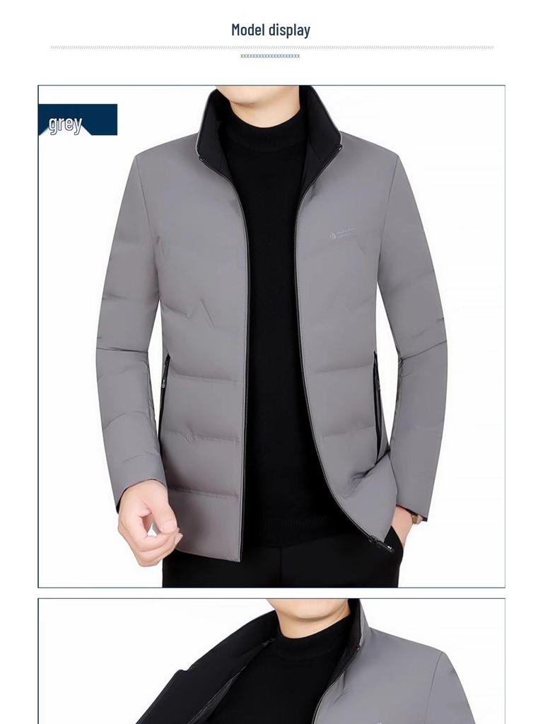 Męska lekka kurtka puchowa Pierre Cardin o dopasowanym kroju - Casualowy płaszcz jesienno-zimowy dla osób w średnim wieku i starszych