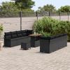 Ensemble de Canapés de Jardin 11 Pièces avec Coussins Poly Rattan Noir Acacia, Canapé de Jardin 2 Places avec Rangement &amp; 3364059