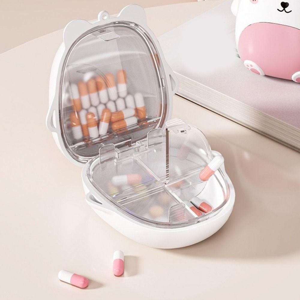 Sealed Medicine Storage Box Plastic Medicines Dispenser Portable Cartoon Bear Pill Box  Home