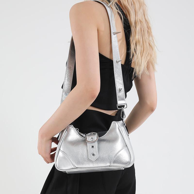 Trend Spice Girl Style Personality Long Rivet Underarm Bag Women's Niche Fashion Street Sweet Cool Shoulder Crossbody Bag