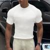 INCERUN Summer Men O Neck Short Sleeve Rib Casual Fitted T-shirts Tee Tops