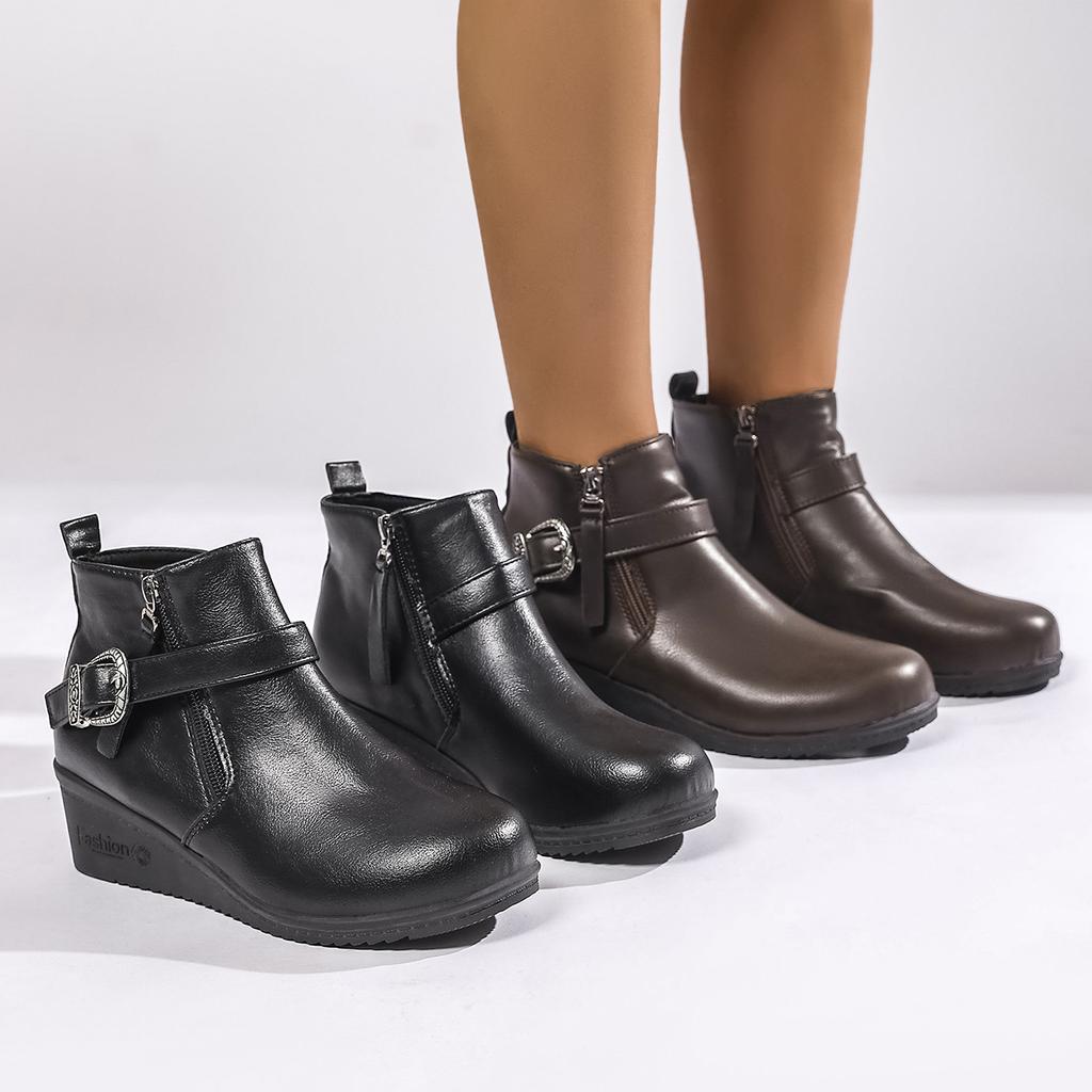 Winter Comfortable Thick Bottom Slope Heel Non Slip Casual Work Boots Fashion New Style Sexy Elegant High Heel Women'S Boots