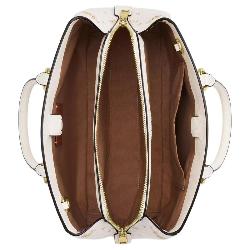 Coach Savannah 36 Stampa Floreale Logo Pelle Granata Borsa a Spalla Crossbody Tote Grande Donna Bianca con Giallo