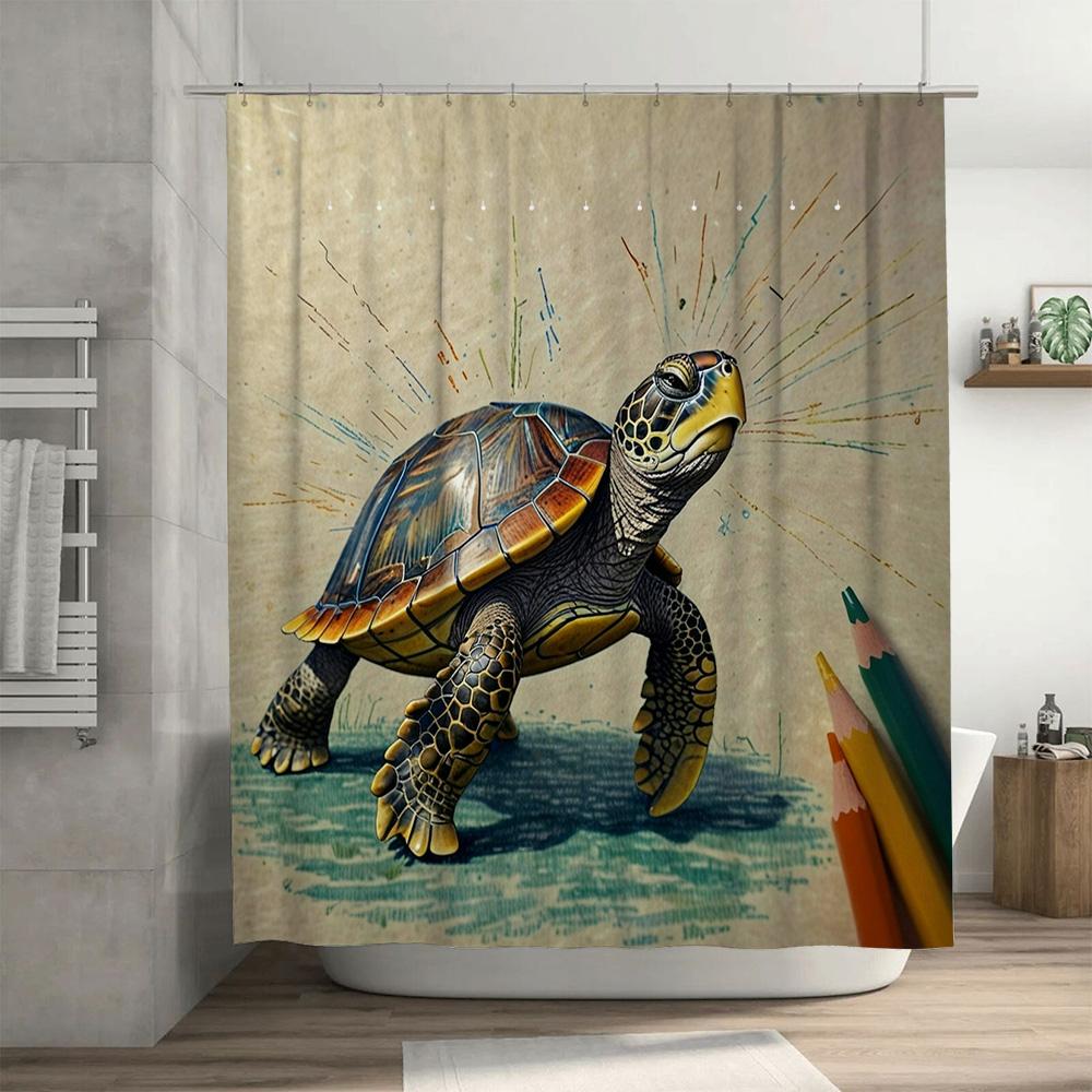Colorful Turtle Shower Curtain With Pencils Art Waterproof Bathroom Decor For Home Improvement Living Room Furniture Set Decorat