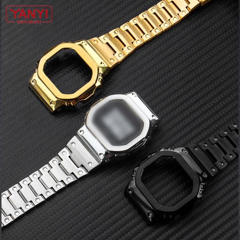 V4.0 Edelstahl-Armband für Casio G-Shock DW-5600 DW5600 GW-B5600 DW-5030 GB-5600 GWX-5600 Uhrenarmband Gehäuse Stahllünette