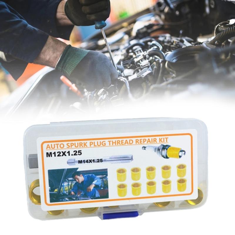 Spark Plugs Thread Repair Kit 15mm Cylinder Head Rethreaded Tool for Gasolines Engine M14x1.25 Inserts Gasolines Repair