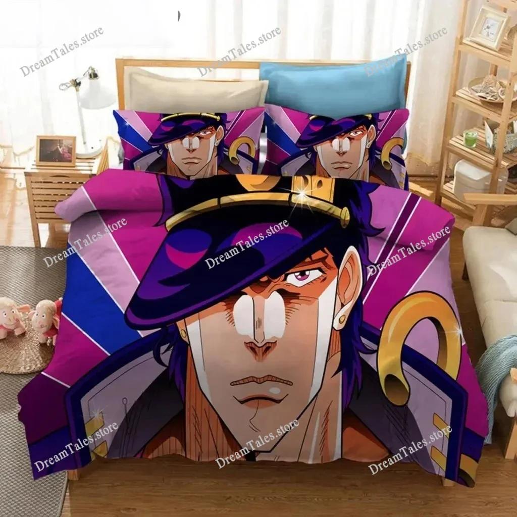 Exquisite 3D Anime JoJo Bizarre Adventure Jotaro Kujo Print Bedding Set Duvet Cover Comforter Bed Youth Kids Girls Boys Gift