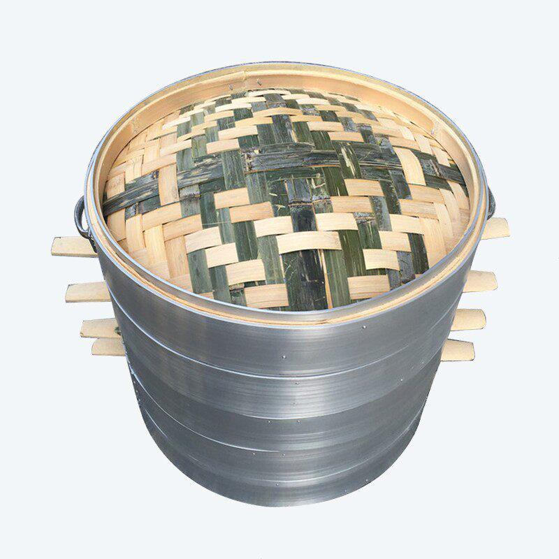 Большая бамбуковая пароварка с алюминиевым ободком для баоцзы и маньтоу - Включает подставку для пароварки, Бесплатная доставка Basket Bottom Ring