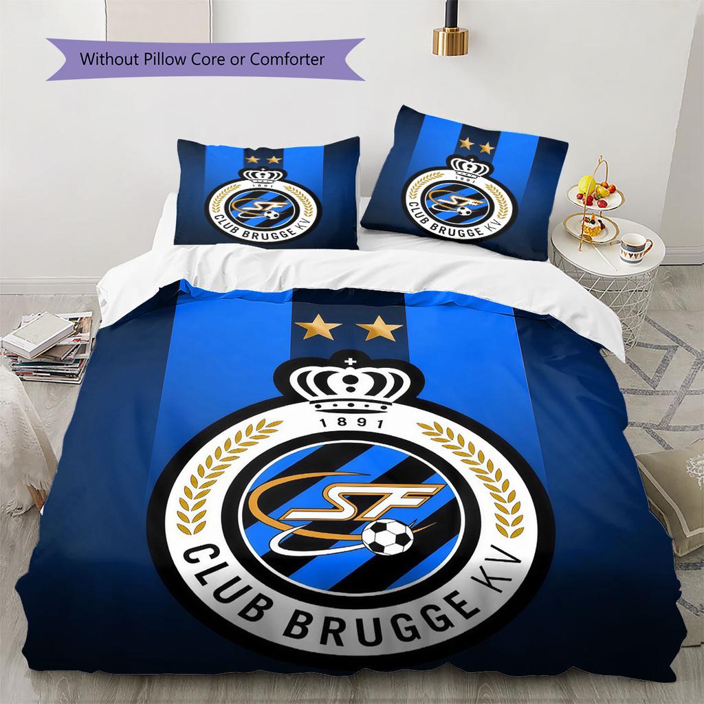 Club Brugge KV Pattern Bedding,Quilt Set Quilt Cover Pillowcase Home Birthday Gift(1 * Duvet Cover + 2 * Pillowcase, Without Core)