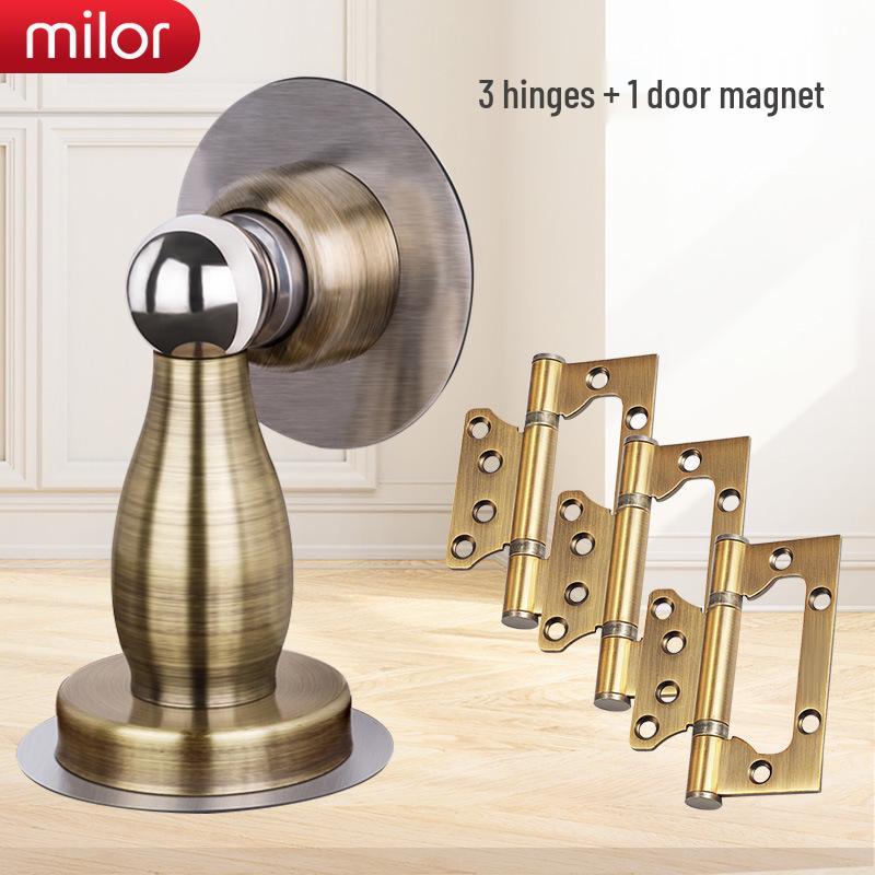 Universal Interior Door Lock Set: Silent Three-Piece Black Handle for Bedroom or Old Door Replacement