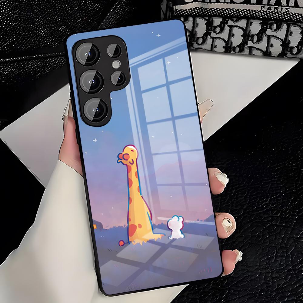 Cute Giraffe Phone Case For Samsung S26 S25 Plus S20 S20 Plus S22 Ultra S23 FE S21 Plus S21 Ultra Glass Cover