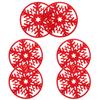 6Pcs Christmas Felt Coasters Round Nonslip Heat Resistant Cup Pads Xmas Snowflake Design Coaster for Dining Table
