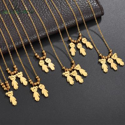 Nextvance Stainless Steel Child Baby Boy Girl Necklace Family Couple Gold Color Engrave Pendant for Birthday Memorial Gift