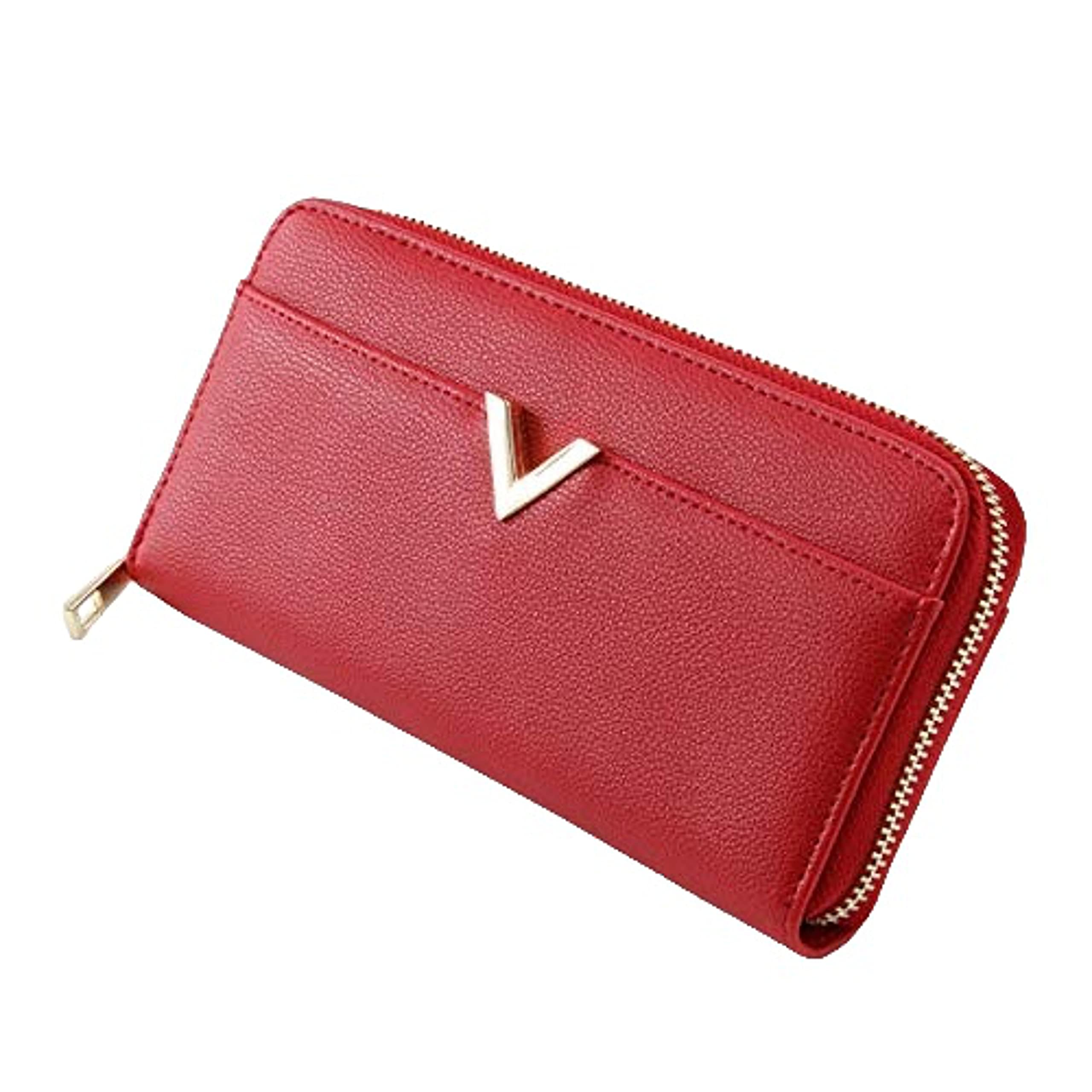

Alto Rose Long Wallet with V-shaped Metal Fittings, Sister, 160055-09, Red