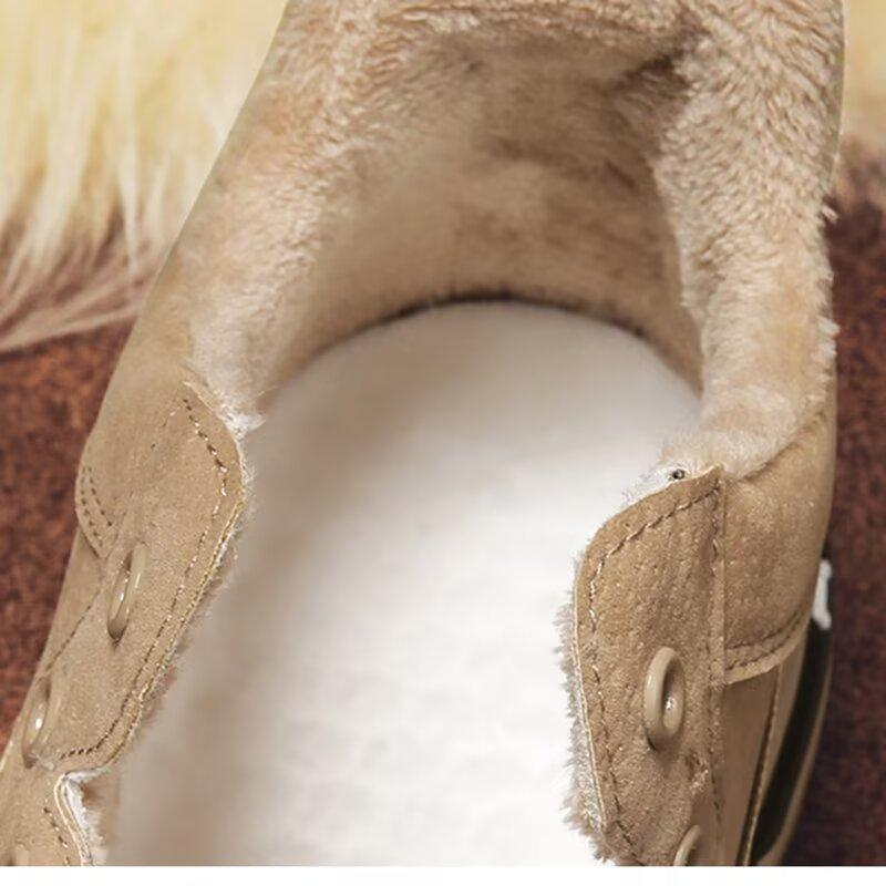 Men's Velvet Cotton Shoes Warm High Top Cotton Boots Workwear Boots Trendy Snow Boots Dirt Resistant and Waterproof Boots Retro Men's Boots