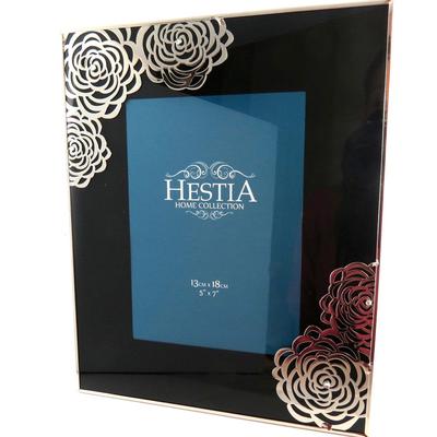 [L8596] - Photo Frame 'Flora' Black Silver (13x18 Cm)
