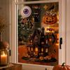 Halloween Window Clings Pumpkin House Static Stickers for Holiday Decor