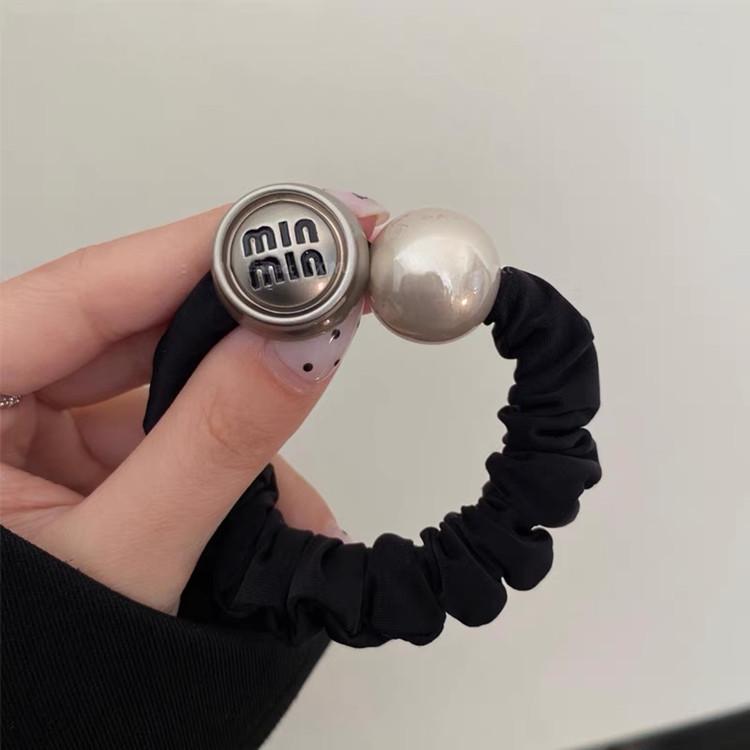 Women's Durable Leather-Covered Black Elastic Hair Ties: High-Elasticity Scrunchies, Hair Ropes & Rings