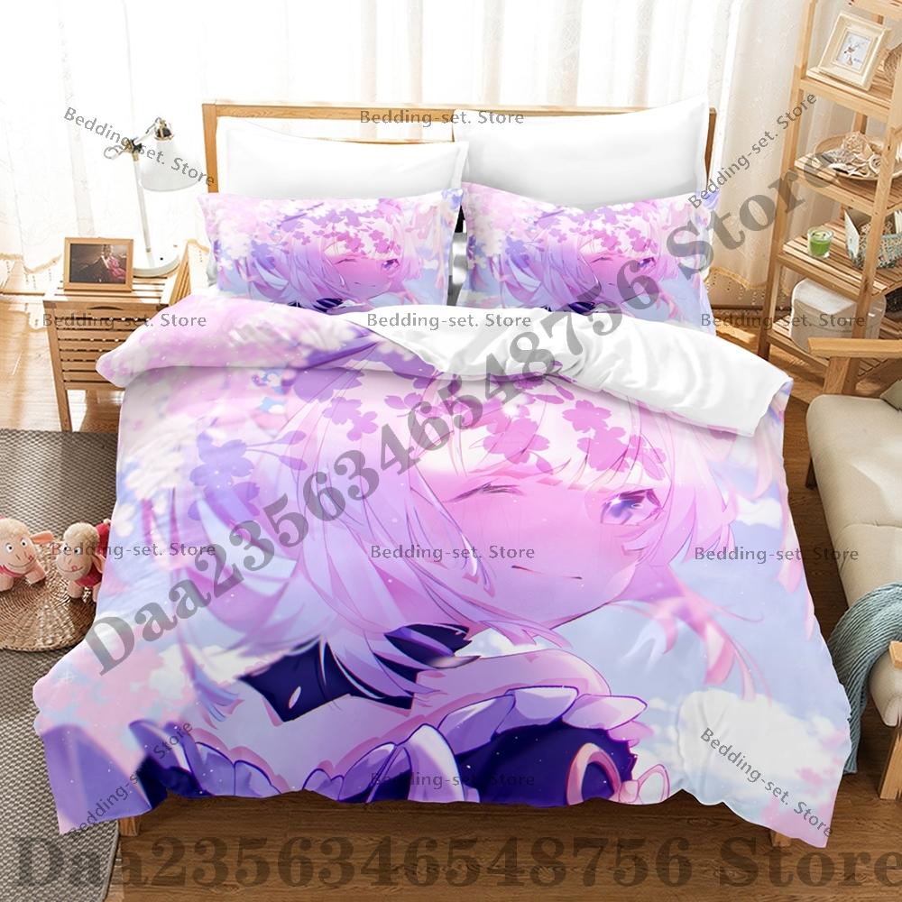 Genshin Impact Sangonomiya Kokomi Bedding Set Single Twin Full Queen King Size Bed Set Adult Bedroom Duvetcover Sets Anime Bed