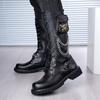 Luxury Mens Leather Boots Fashion Motorcycle Boots Punk Rock Gothic Boots for Men Lace-up Cowboy Boot Mid-calf Knight Boot Botas