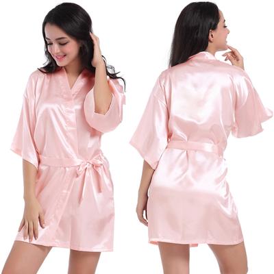 Damen Einfarbig Kurzer Seidenmantel Brautjungfer Party Satinmantel Braut Hochzeit Pyjama Homewear