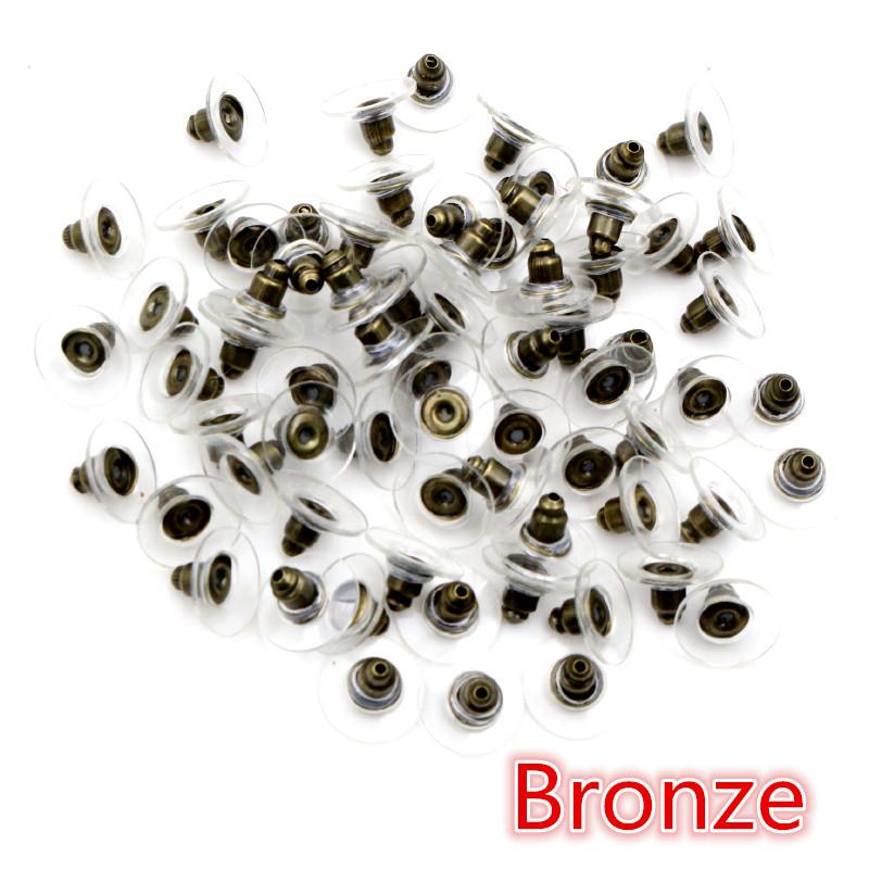 100pcs/Lot 11x6mm Plastic Metal Earring Backs Bullet Stoppers Earnuts Ear Plugs Gold/Silver Plated Findings Jewelry Accessories