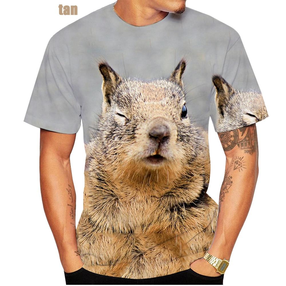 

Summer Round Neck 3D Funny Animal Squirrel Print Top Fashionable Casual Short Sleeved Men s T-shirts 6XL