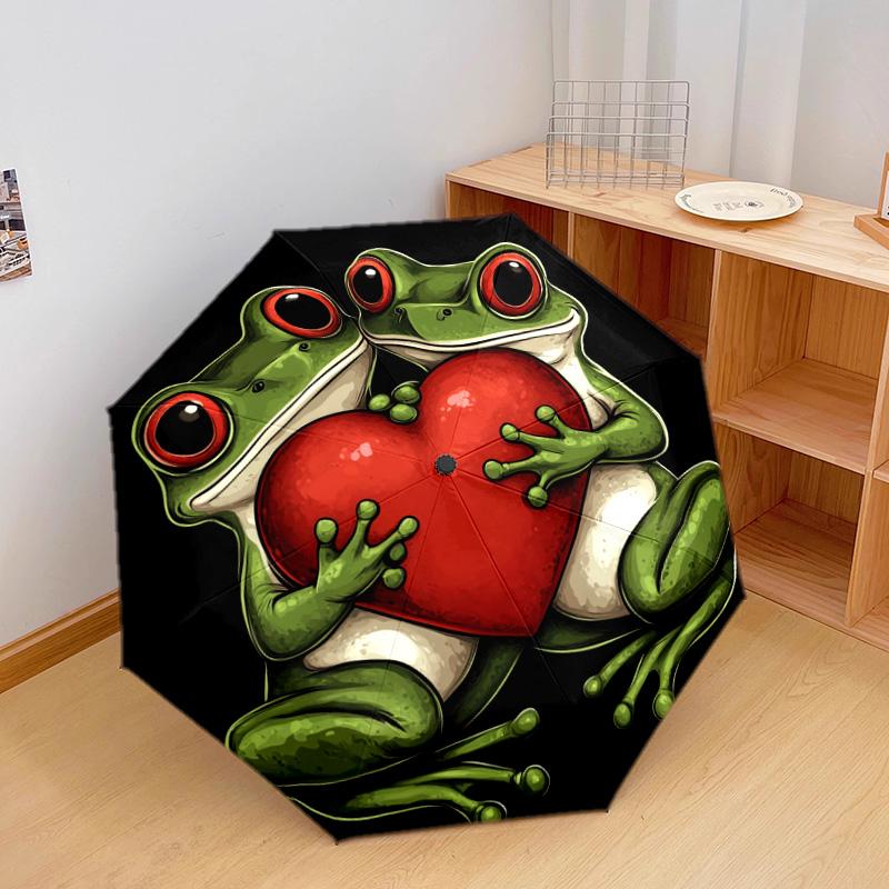 1 PC Automatic Folding Umbrella - Frogs Pattern, Portable & Foldable Design with 8 Ribs, Christmas Birthday Gifts