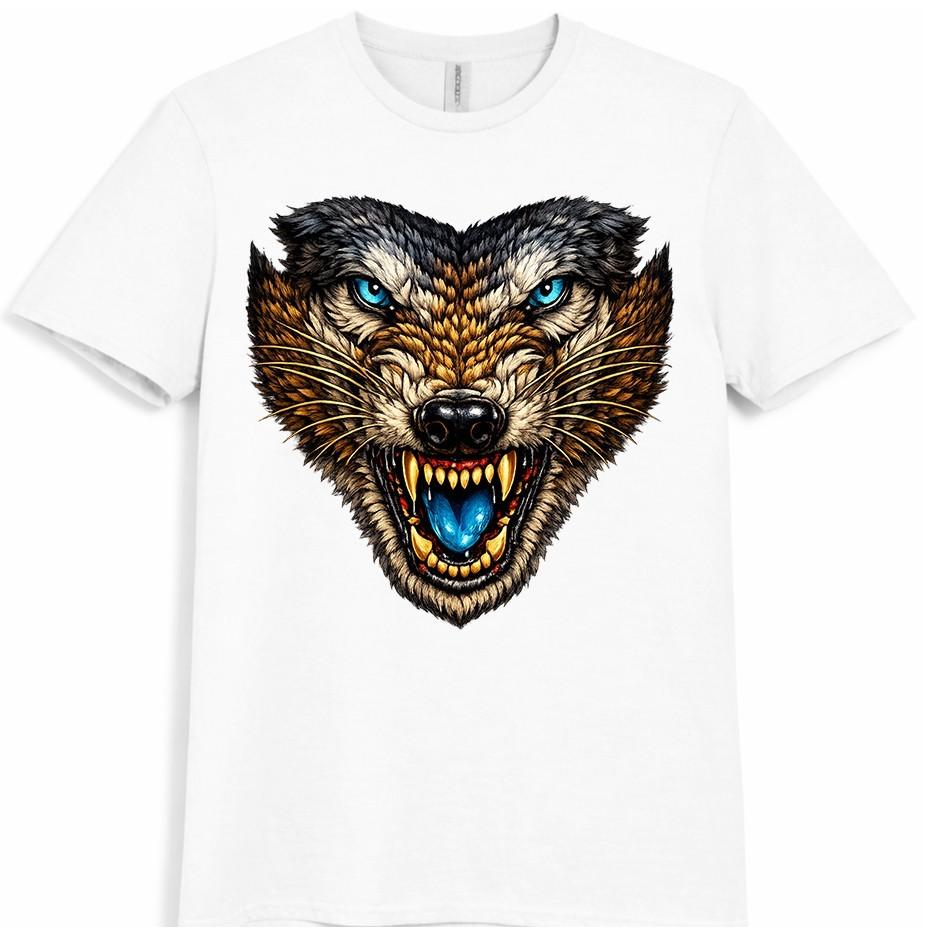 Wolf Head T Shirt Fierce Wild Animal Predator Gothic Graphic Tee Unisexs Unisexs