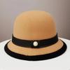 2025 New Hat Women's Autumn and Winter Wool British Style Bucket Hat Fashion Show Face Small Top Hat Versatile Basin Hat Tide