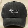 Vintage Washed Baseball Cap with Cute Dachshund Unisex Casual Outdoor Hat