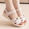 Mom Sandals for Women In Summer 2025 New Soft Leather Wedge Heel Comfortable Flat Bottomed Middle-aged and Elderly Women's Shoes