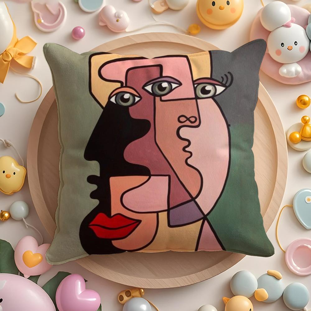 American Art P-Picasso Pillow Case Soft Plush Fabric Double-Sided Printed Cushion Cover Warm Winter Sofa Pillow Case