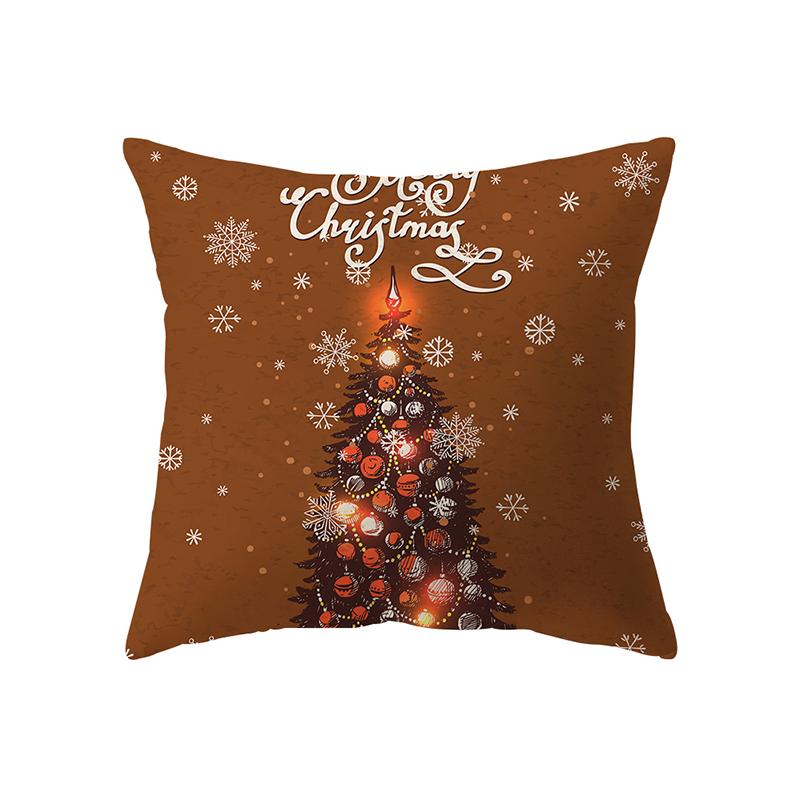 Merry Christmas Tree Decoration Printed Pattern Cushion Cover Home Living Room Sofa Decoration Polyester Pillow Pillow Cover