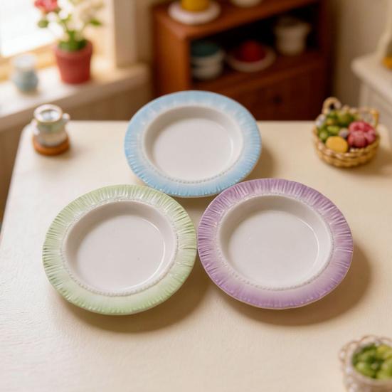 Multifunctional Resin Ornaments Miniature Tray Refrigerator Magnet Pinch Base Durable Macaron Gradient Color Dollhouse Accessories Realistic Tableware