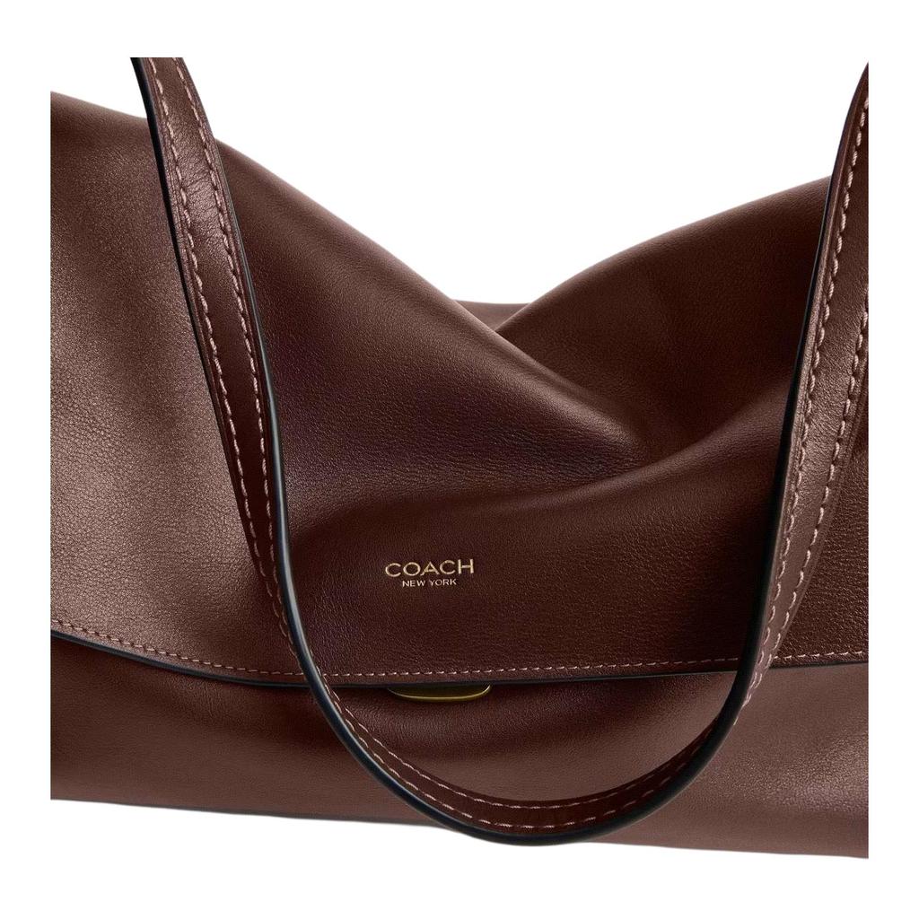 Coach Chelsea 36 Logo Charm Push Lock Closure With Zipper Pocket Natural Pebble Leather Shoulder Bag Large Women shoulder bag Maple-Brown CDS62-B4MPL