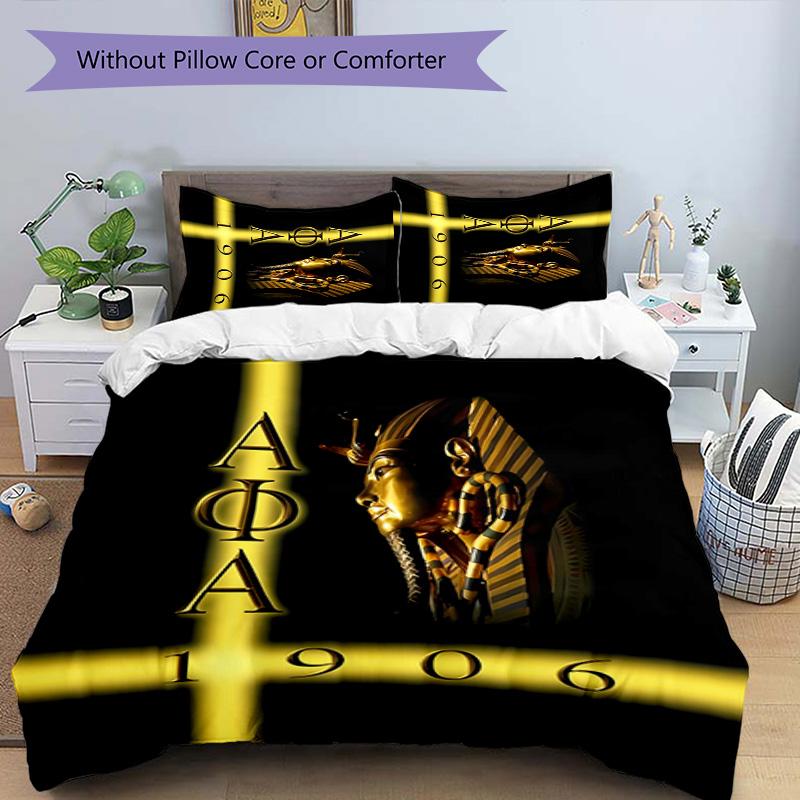 3pcs Alpha Phi Alpha logo pattern bedding set duvet cover set includes duvet cover &pillowcases, perfect all season bedroom decoration & gift