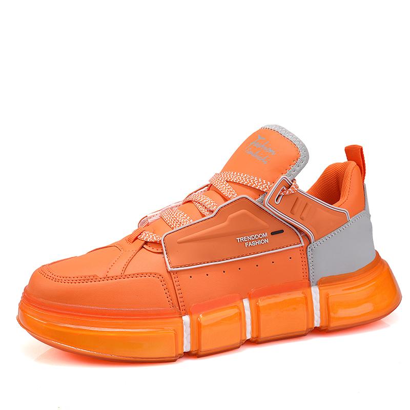 Original Orange Platform Sneakers Men Hot Trendy Leather Men's Leather Sneakers Casual Street Designer Skateboard Shoes For Men