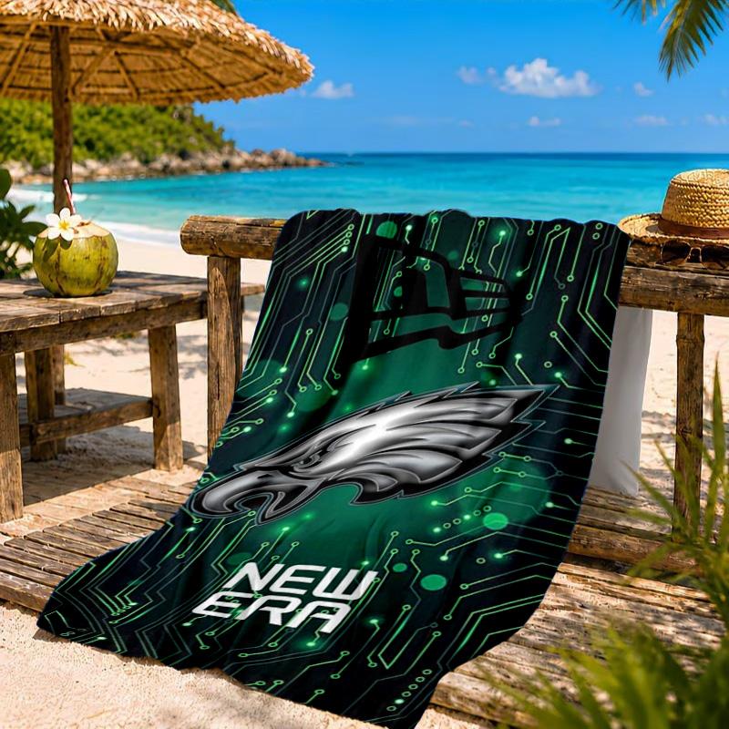 Asciugamano da Spiaggia Philadelphia Eagles Partita Notturna, Asciugatura Rapida, Facile da Curare, Adatto sia per il Fitness che per le Vacanze al Mare, Essenziale Sportivo