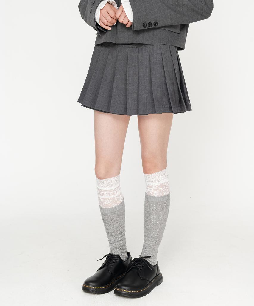 High School Disco School Pleated Wool Skirt