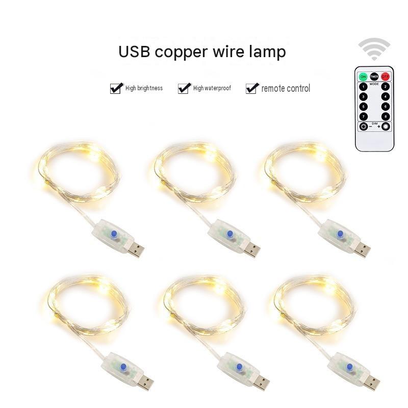 LED Copper Wire String Lights USB Powered 100m Green Wire Starry Fairy Lights for Christmas Tree Party Wedding Garden Decoration Warm White