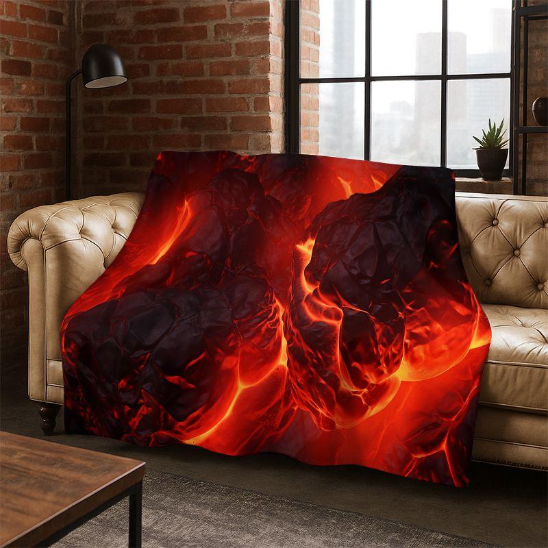 3D Illusion Volcano Flame Lava Magma Flannel Blanket Soft Warm Throw Blanket for Bedroom Living Room Bed Travel Camping Picnic 75x90cm