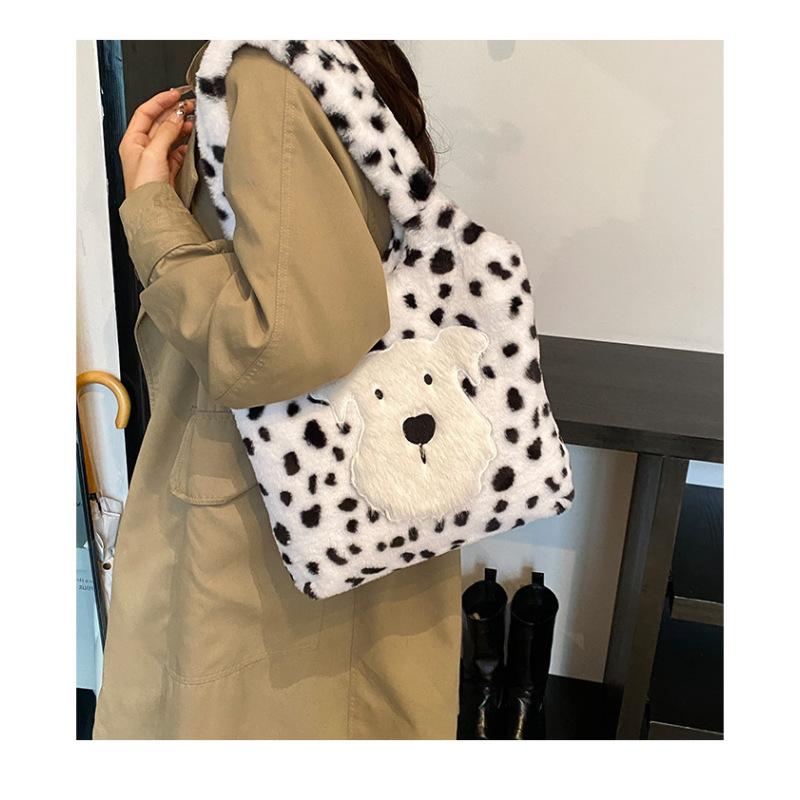 Tooxika Autumn And Winter High-grade Fur Bag Leopard Print Underarm Bag Fashionable Plush Puppy Shoulder Bag
