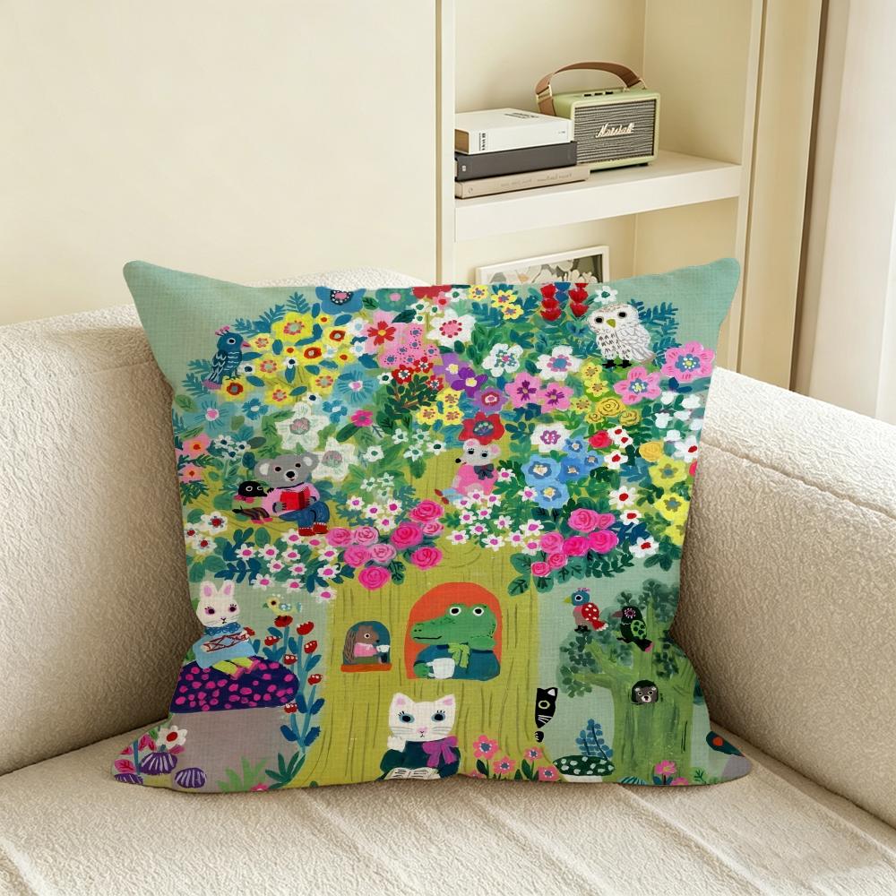 Y-Yumi Kitagishi Cushion Cover Natural Linen Pillowcase Set, All-In-One Decor For Sofa, Bedroom & Chair