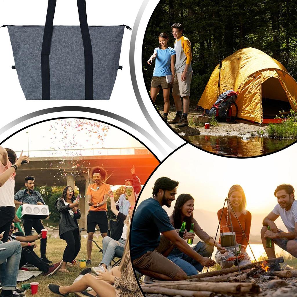 Cooler Bag Thermal Bag Compact Foldable Tote Reusable For Lunch Shopping Women Men Food Delivery School Hiking Picnic Meal Work