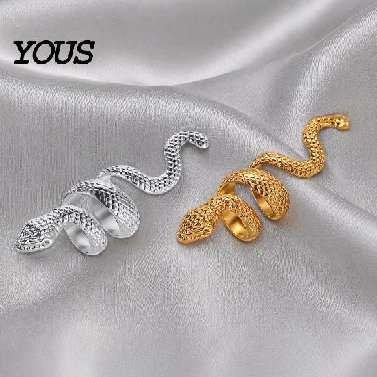 Wrapped Snake Design Ring Exaggerated Print Finger Band, Adjustable Open Ring, Flexible Size Three-Dimensional Winding Animal for Jewelry Gift