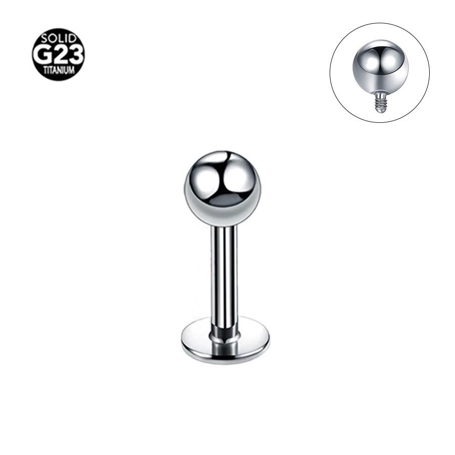 Labret de Liga de Titânio G23, Rosca Interna, 1.0-1.6mm, Comprimento 4-12mm, para Cartilagem da Orelha.