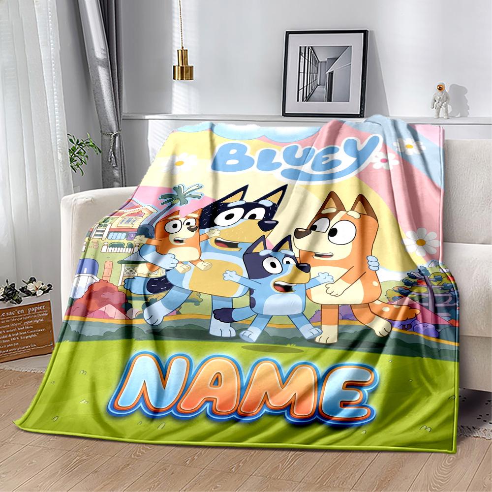 Bluey's Playful Pals Personalized Name Blanket Multi-purpose Personalized Blanket Soft & Cozy Versatile for Office Chair Picnics Sofa Bed